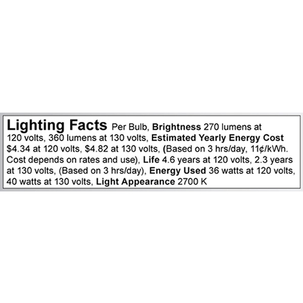 A3635 Lighting Fact Label