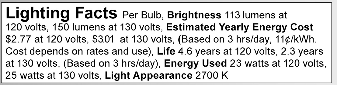 A3637 Lighting Fact Label