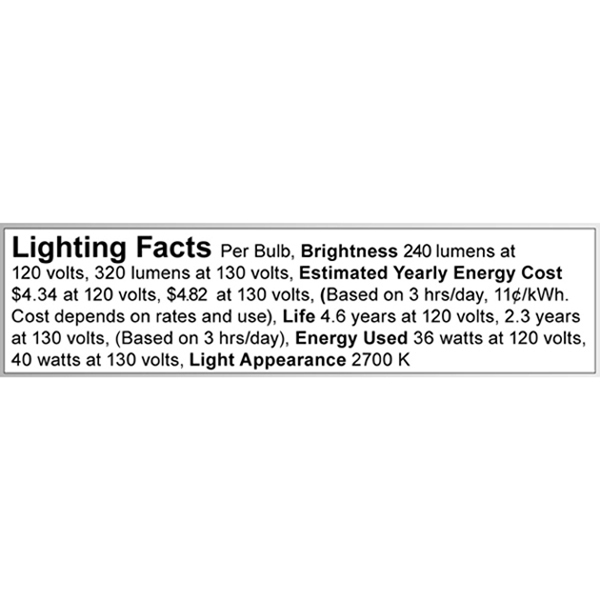 A3638 Lighting Fact Label