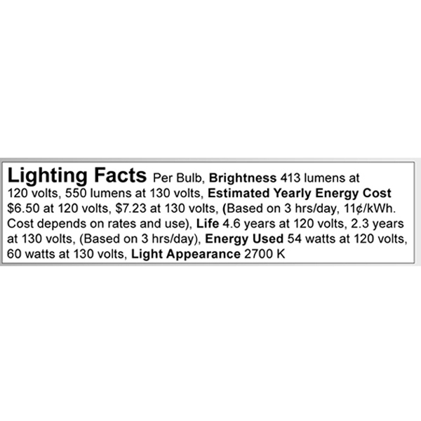 A3699 Lighting Fact Label