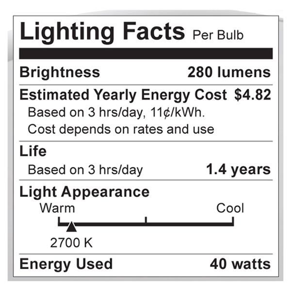 S1810 Lighting Fact Label