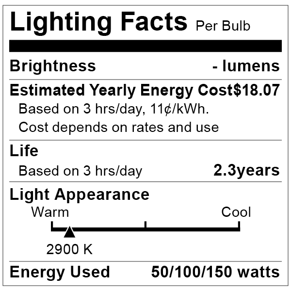 S1821 Lighting Fact Label