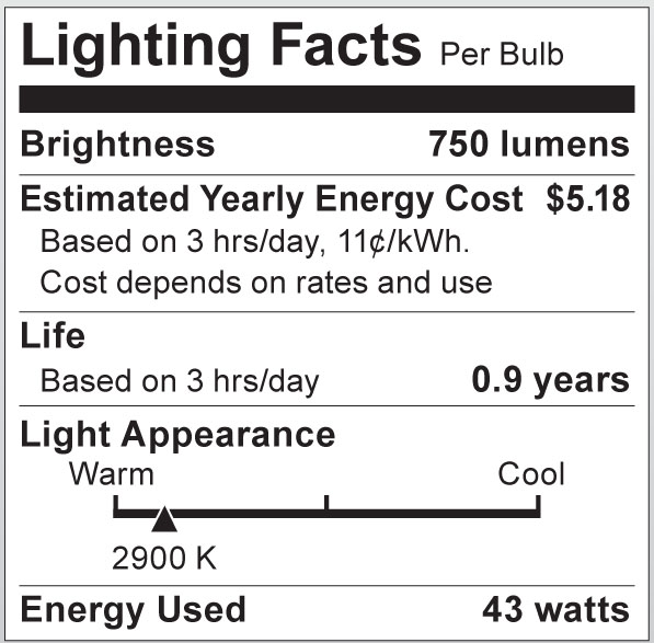 S2406 Lighting Fact Label