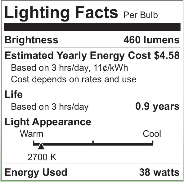 S2501 Lighting Fact Label
