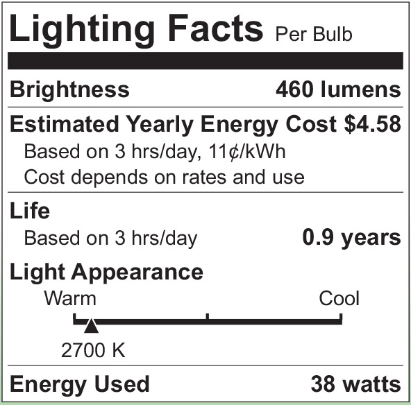 S2511 Lighting Fact Label