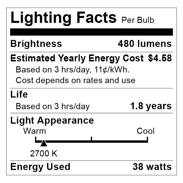 S2525 Lighting Fact Label