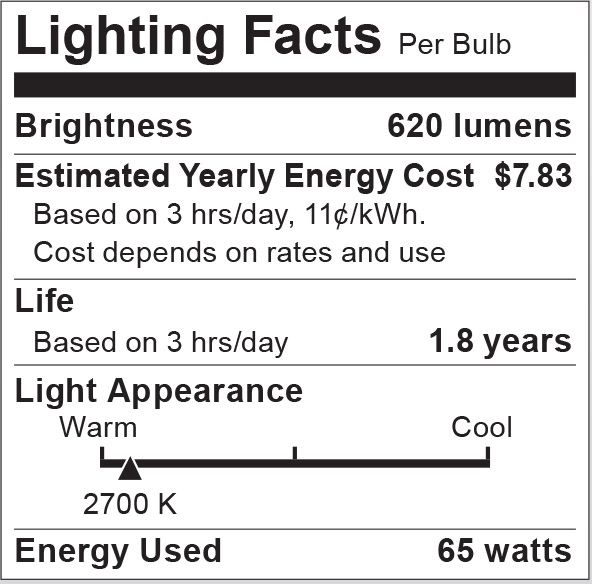 S2808 Lighting Fact Label