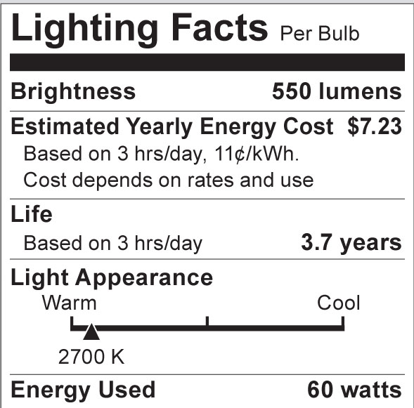 S3002 Lighting Fact Label