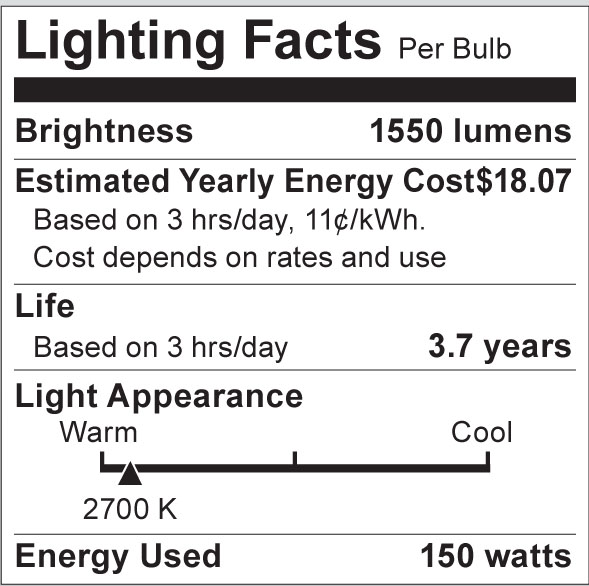 S3004 Lighting Fact Label