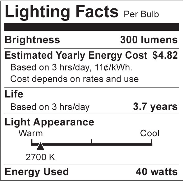 S3011 Lighting Fact Label