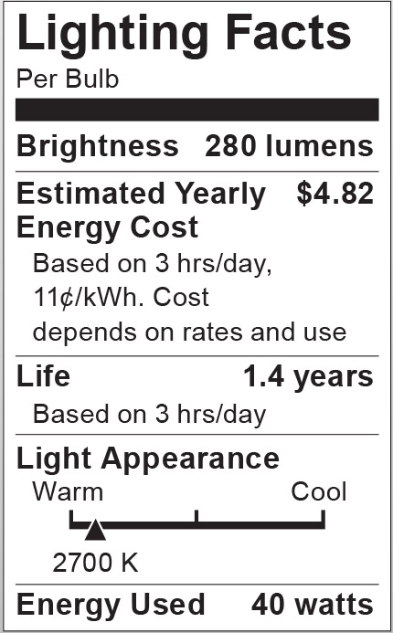S3214 Lighting Fact Label