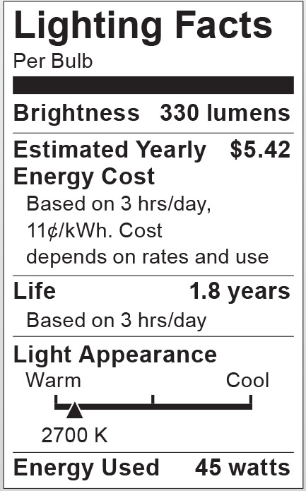 S3229 Lighting Fact Label