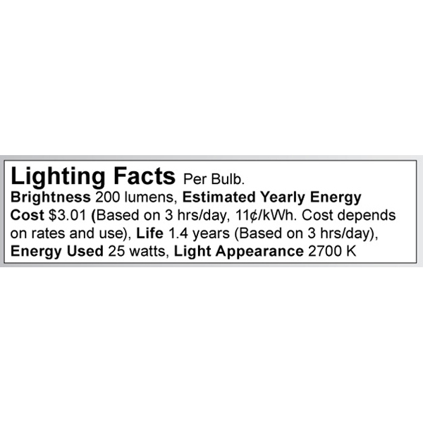S3234 Lighting Fact Label