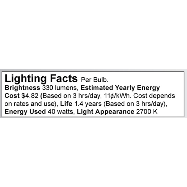 S3238 Lighting Fact Label