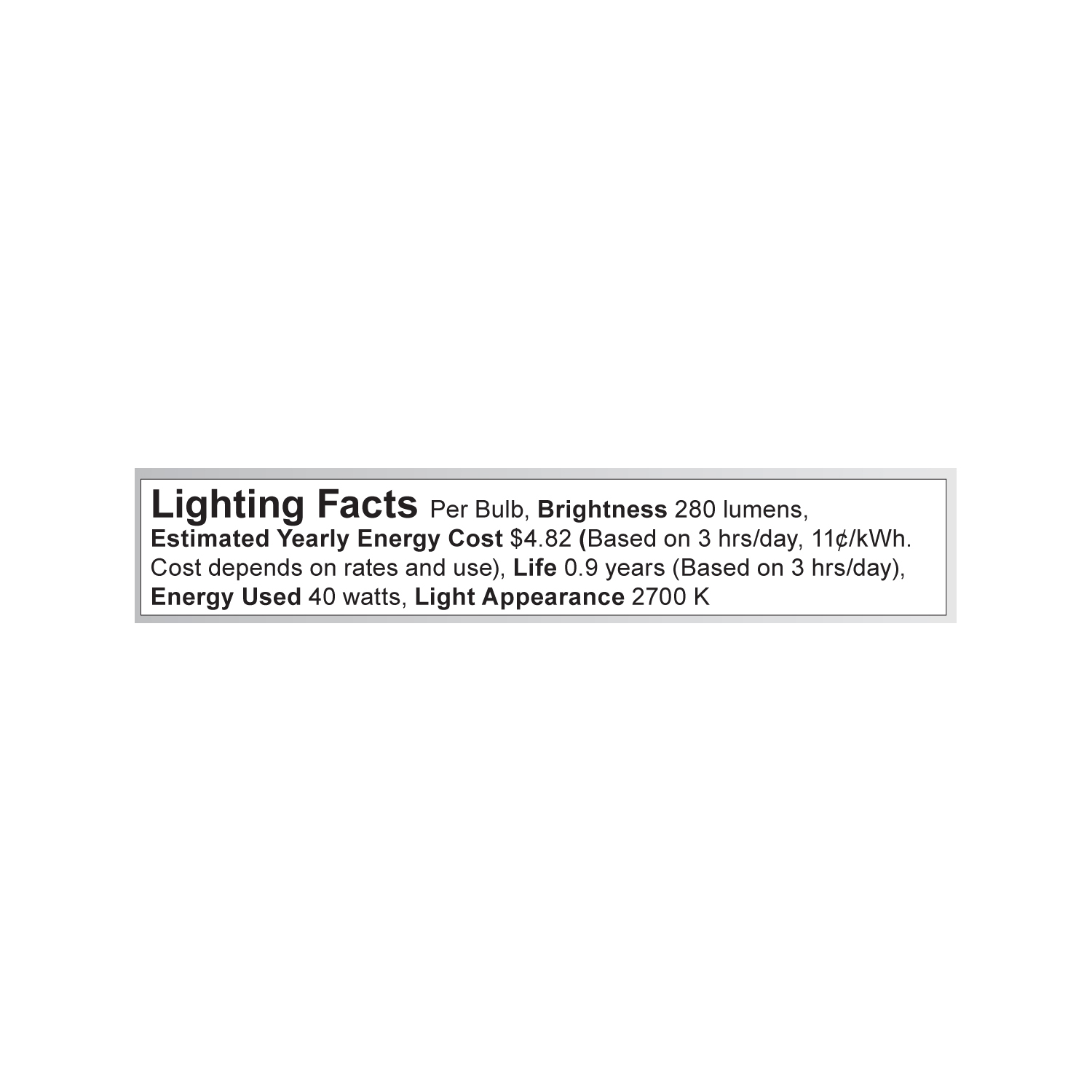 S3253 Lighting Fact Label