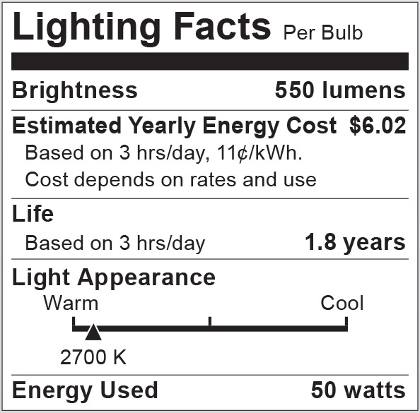 S3259 Lighting Fact Label