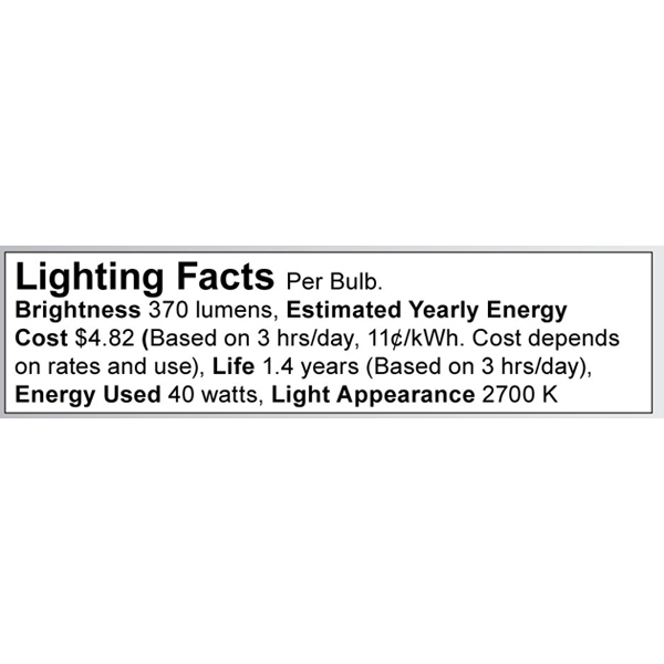 S3265 Lighting Fact Label
