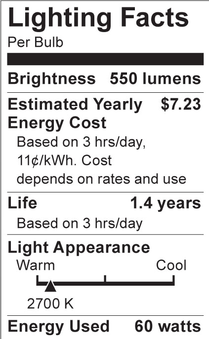 S3375 Lighting Fact Label