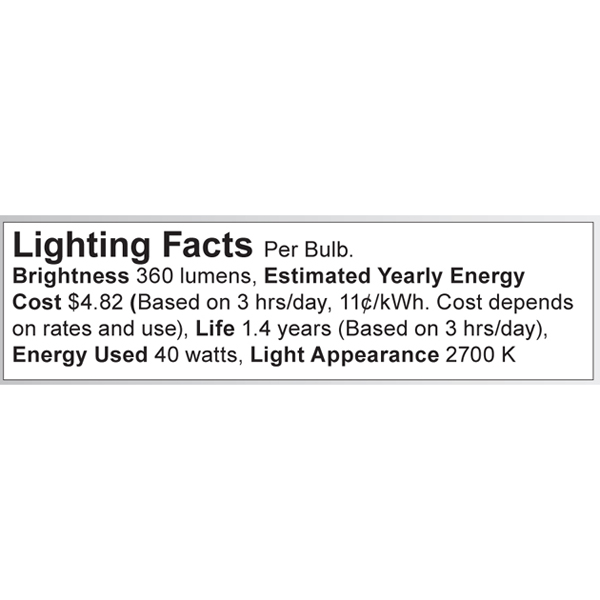 S3381 Lighting Fact Label