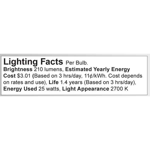 S3390 Lighting Fact Label