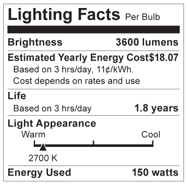 S3479 Lighting Fact Label
