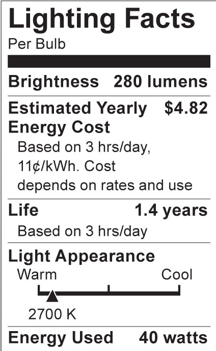S3605 Lighting Fact Label