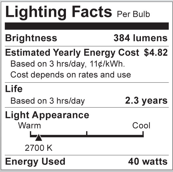 S3652 Lighting Fact Label