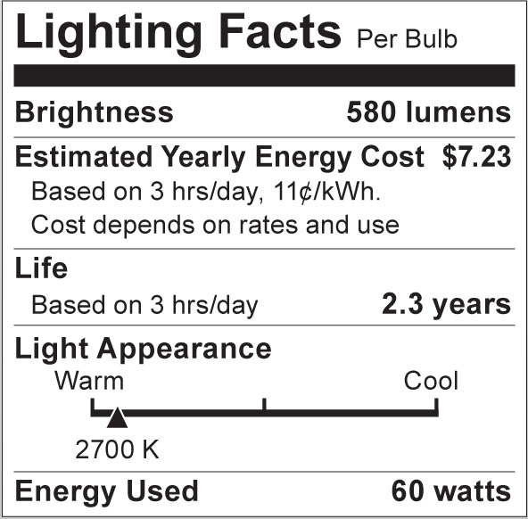 S3670 Lighting Fact Label