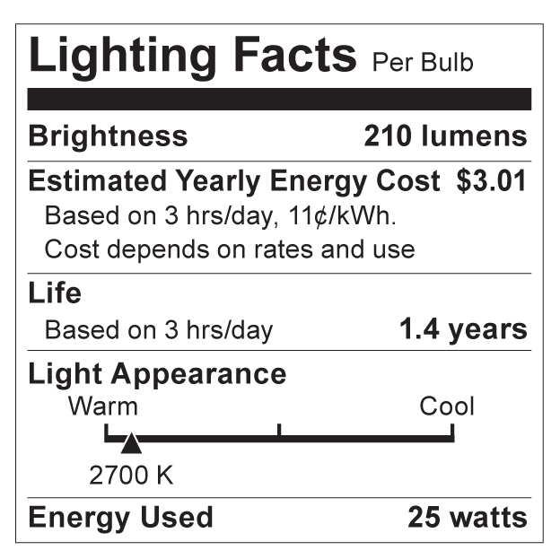 S3731 Lighting Fact Label
