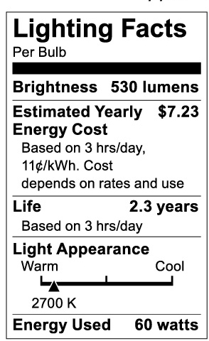 S3740 Lighting Fact Label