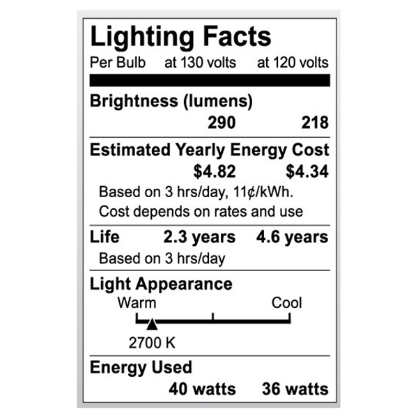 S3810 Lighting Fact Label