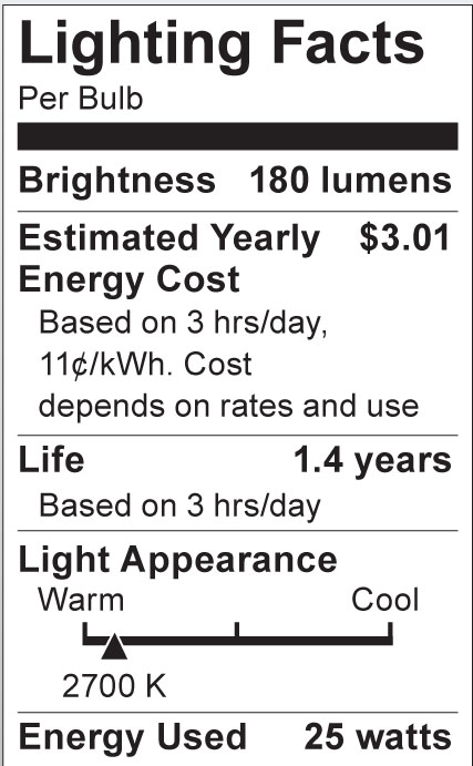 S3841 Lighting Fact Label