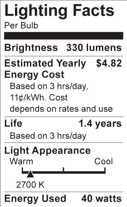 S3842 Lighting Fact Label