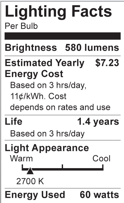 S3843 Lighting Fact Label