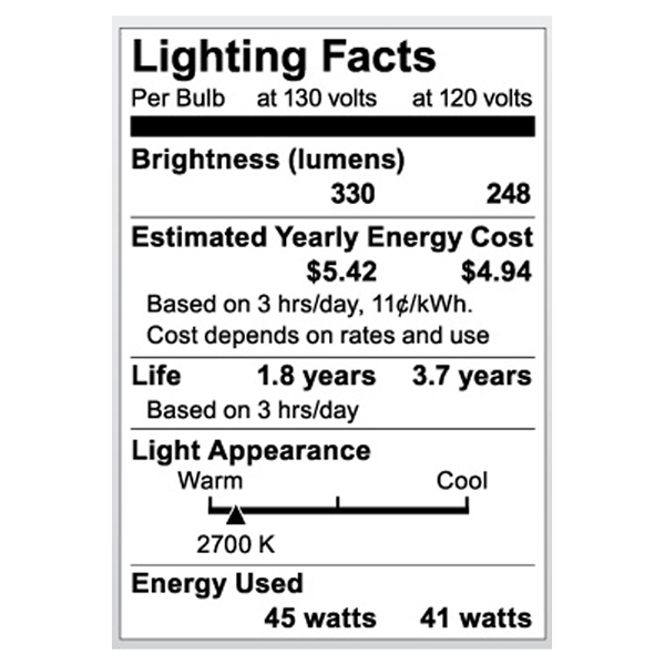 S3849 Lighting Fact Label