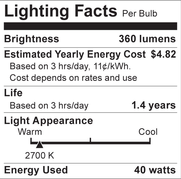 S3888 Lighting Fact Label