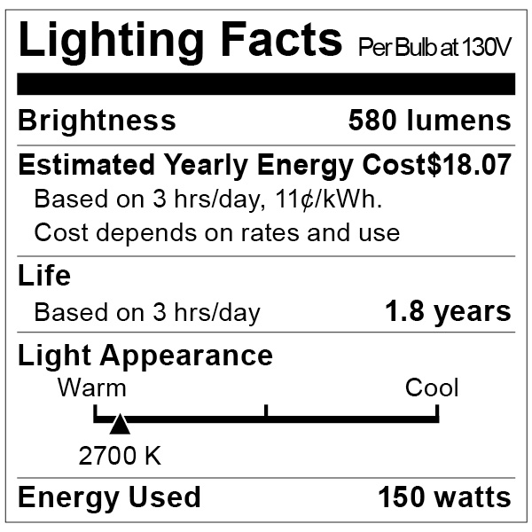 S3955 Lighting Fact Label