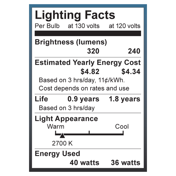 S4020 Lighting Fact Label