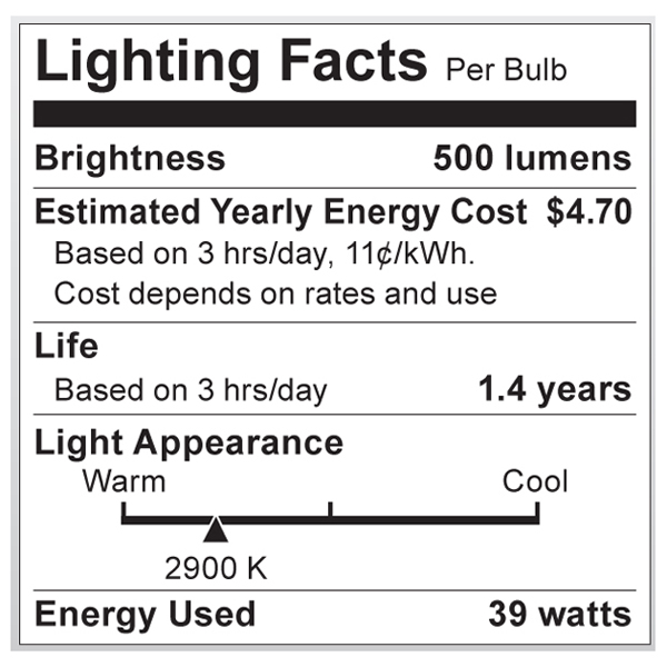 S4130 Lighting Fact Label