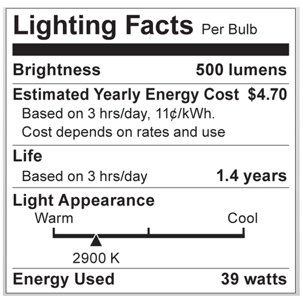 S4132 Lighting Fact Label