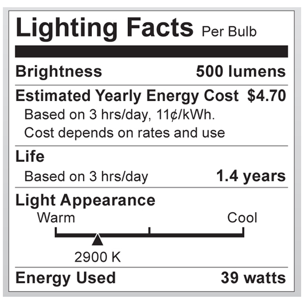 S4133 Lighting Fact Label