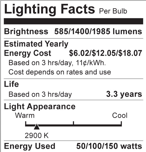 S4506 Lighting Fact Label