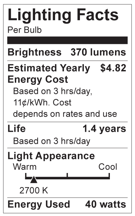 S4539 Lighting Fact Label
