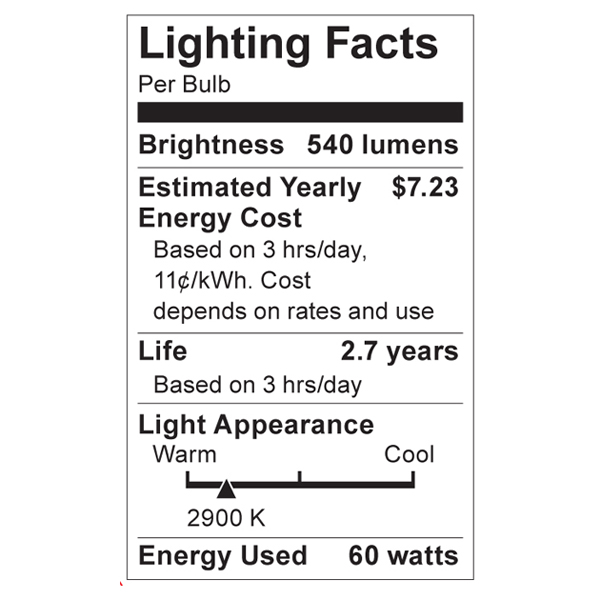 S4600 Lighting Fact Label