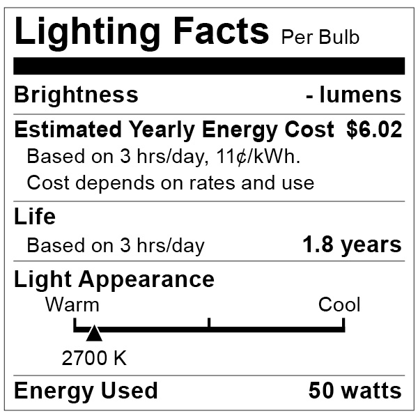 S4625 Lighting Fact Label