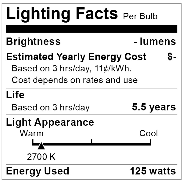 S4750 Lighting Fact Label