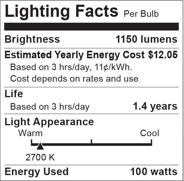 S6044 Lighting Fact Label
