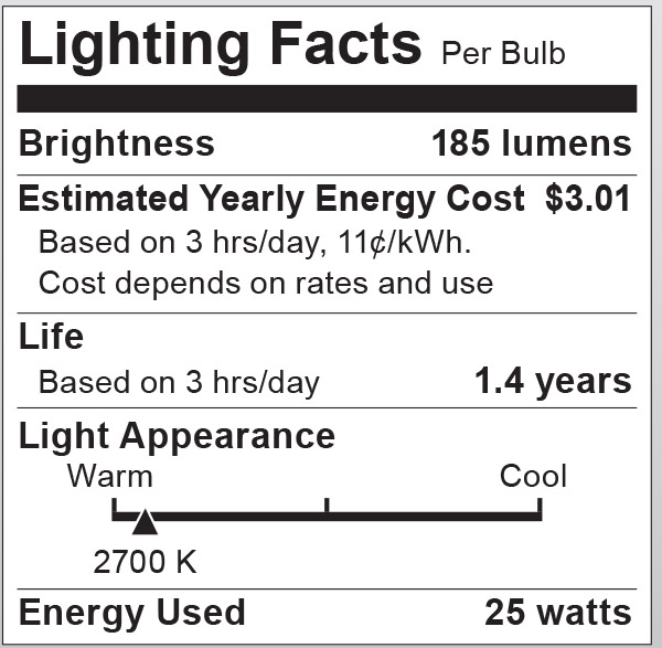S6050 Lighting Fact Label