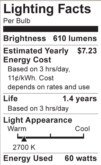S6052 Lighting Fact Label