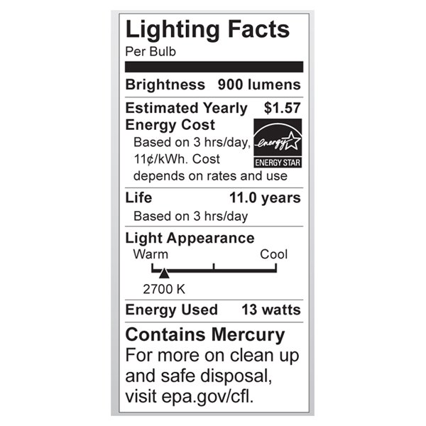 S6235 Lighting Fact Label